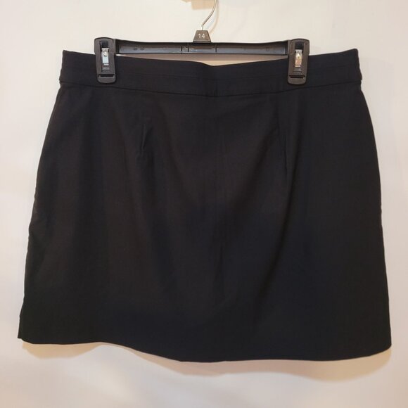 Black A-Line Knee-Length Skirt With Grommet Details & Side Slits - Picture 7 of 10